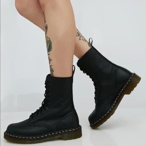 Dr. Martens Other - Dr. Marten's 1490 Genuine Leather Black Smooth Combat Boots Mid Calf 41 L 9 M 8